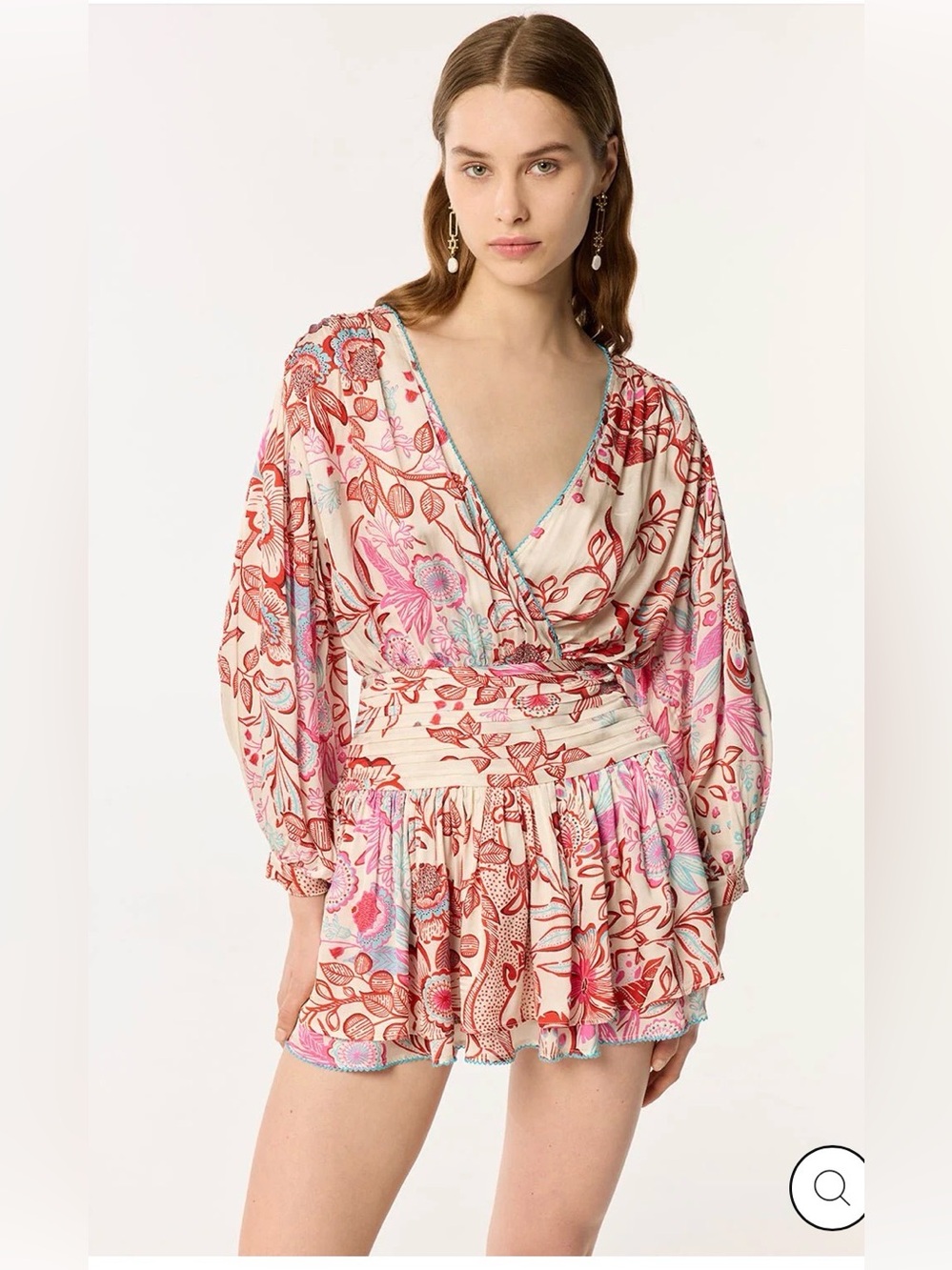 NWT Poupette St. Barth Pink, Turquoise & Red Floral Mini Dress